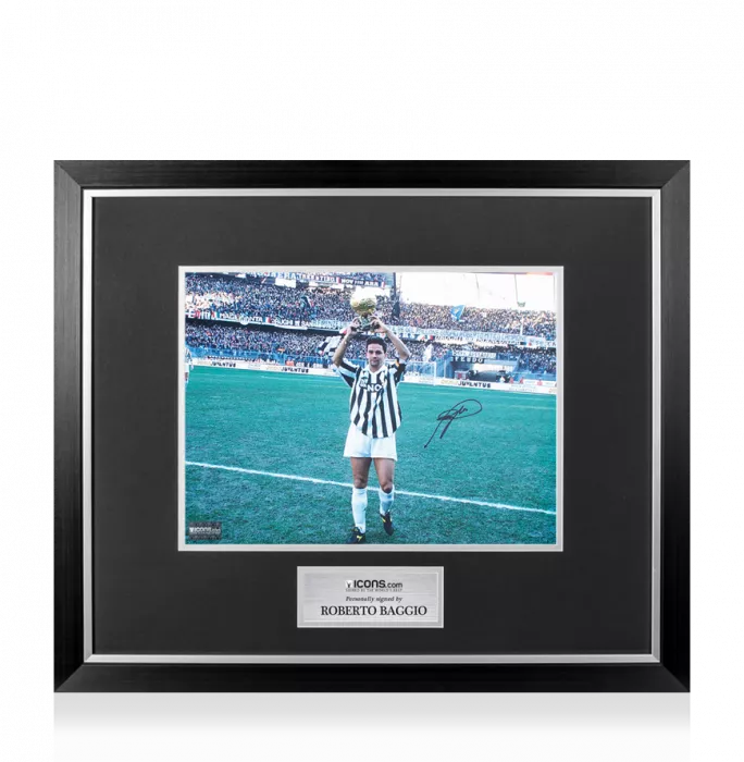Roberto Baggio Signed Juventus Photo In Premium Photo Frame: 1993 Ballon d'Or Winner