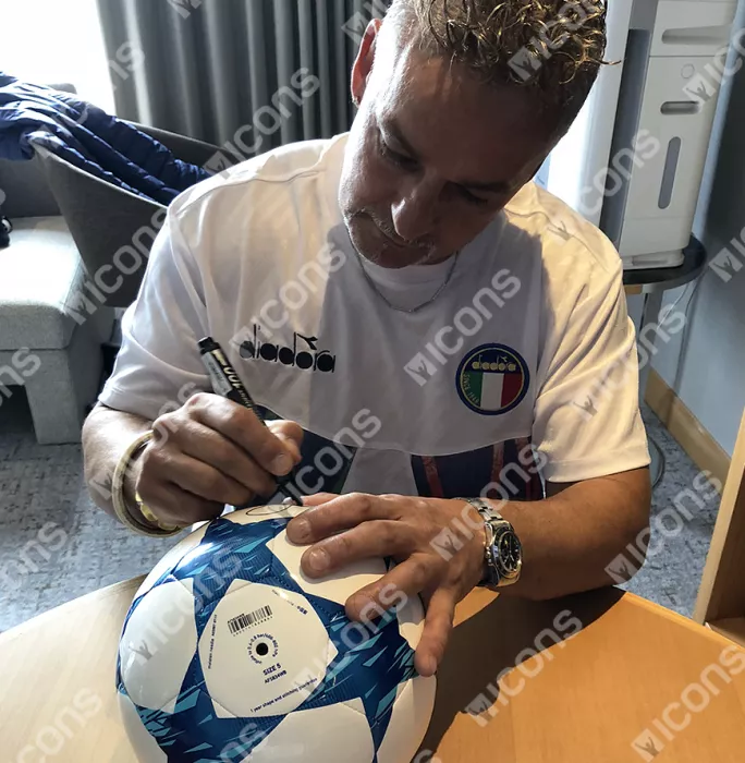 Roberto Baggio Signed UEFA Champions League Football