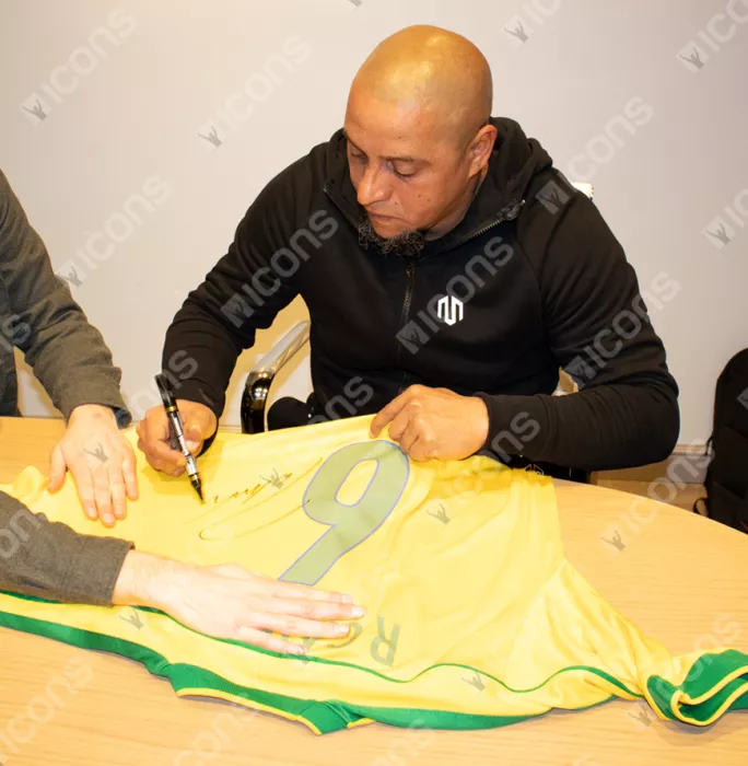 Roberto Carlos Back Signed Brazil 1998-00 Home Shirt
