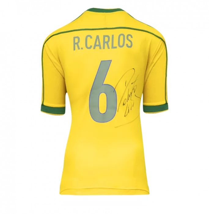 Roberto Carlos Back Signed Brazil 1998-00 Home Shirt