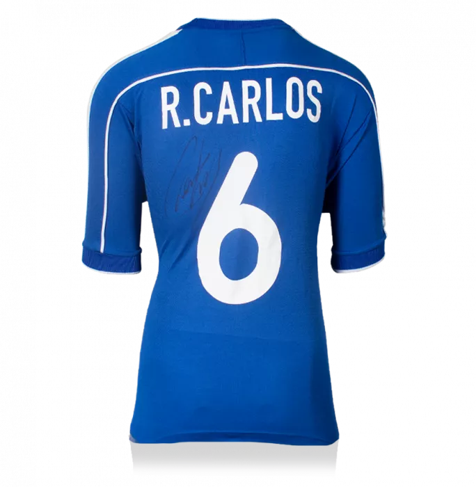 Roberto Carlos Back Signed Brazil 2000-02 Away Shirt