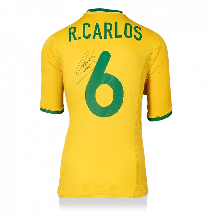 Roberto Carlos Back Signed Brazil 2000-02 Home Shirt