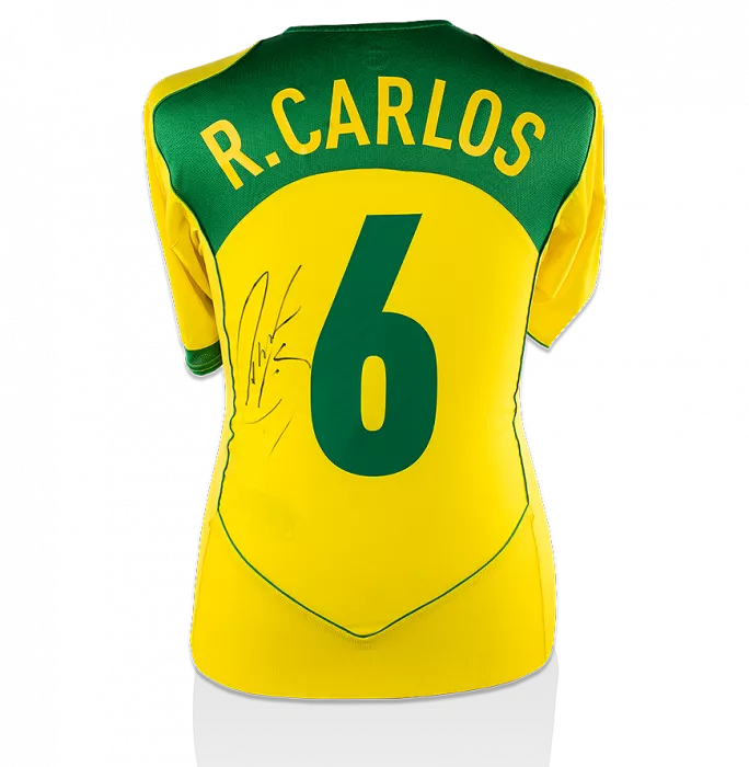 Roberto Carlos Back Signed Brazil 2004 Home Shirt