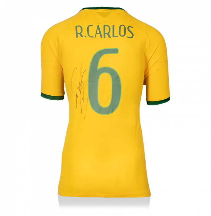 Roberto Carlos Back Signed Brazil 2014-15 Home Shirt