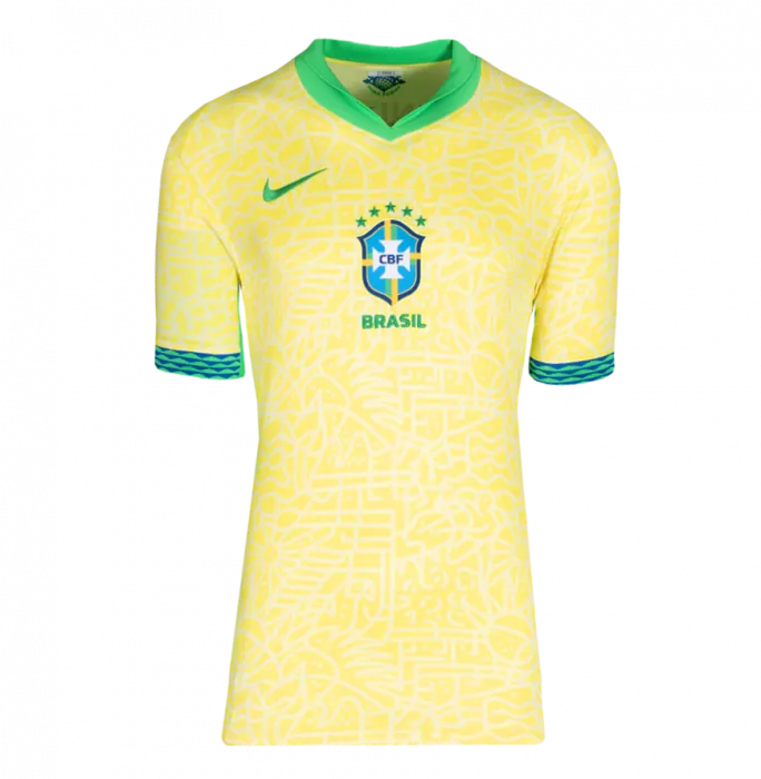 Roberto Carlos Back Signed Brazil Home 2024 Shirt In Hero Frame: Option 1