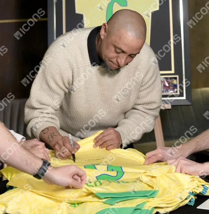 Roberto Carlos Back Signed Brazil Home 2024 Shirt In Deluxe Packaging