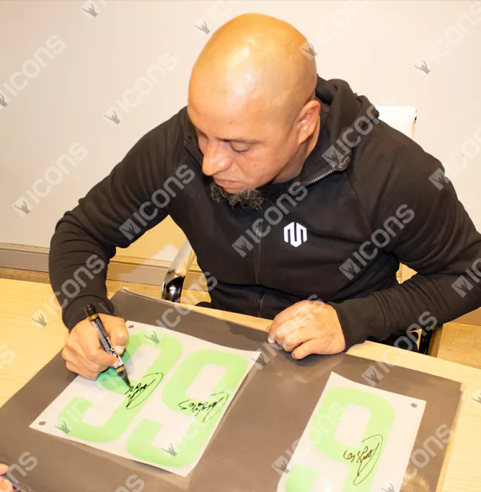 Roberto Carlos Back Signed Modern Brazil Home Shirt With Fan Style Number