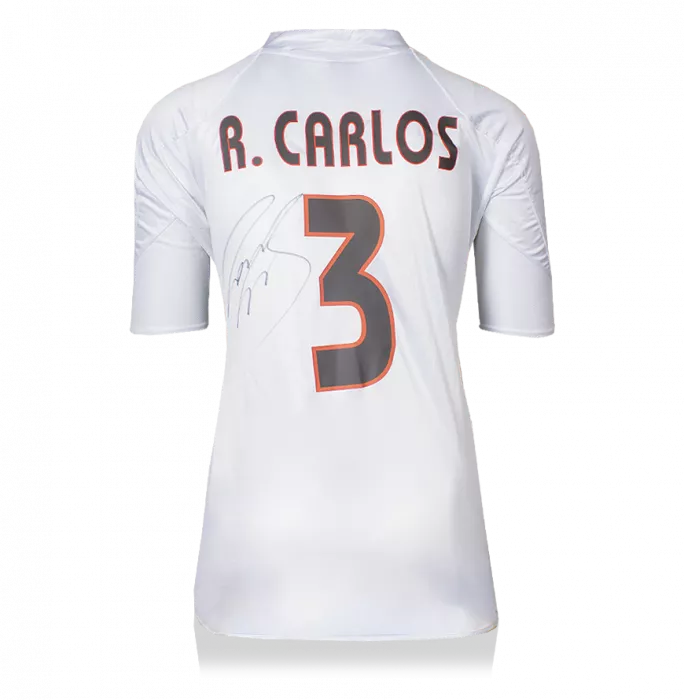 Roberto Carlos Back Signed Real Madrid 2004-05 Home Shirt With Short Sleeves