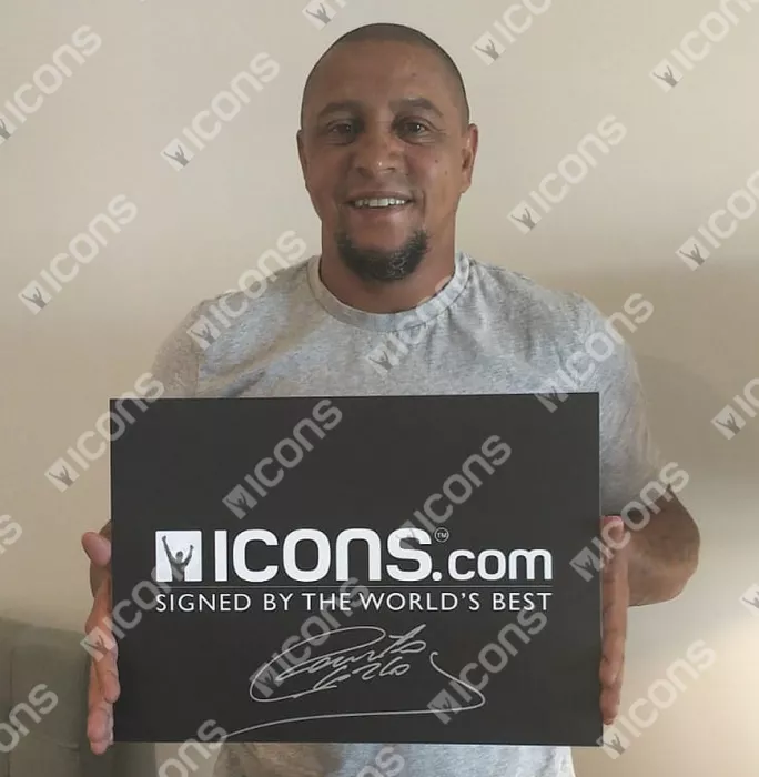 Roberto Carlos Back Signed Real Madrid 2015-16 Home Shirt In Classic Frame