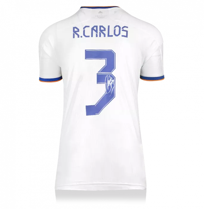 Roberto Carlos Back Signed Real Madrid 2021-22 Home Shirt