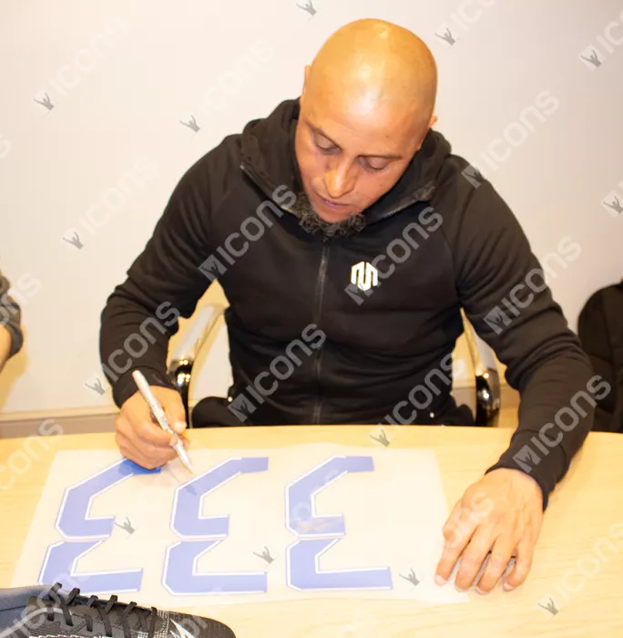 Roberto Carlos Back Signed Real Madrid 2021-22 Home Shirt With Long Sleeves In Classic Frame