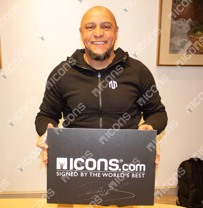 Roberto Carlos Back Signed Real Madrid 2021-22 Home Shirt With Long Sleeves