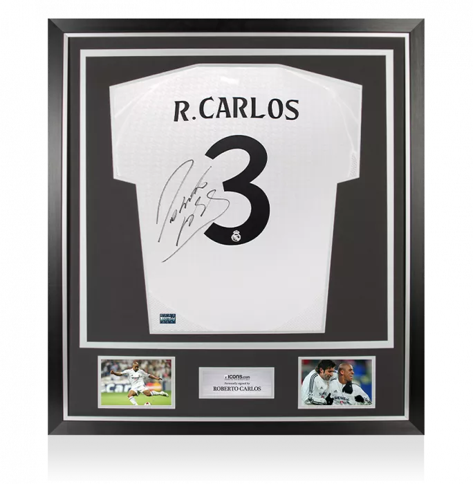 Roberto Carlos Back Signed Real Madrid 2024-25 Home Shirt In Classic Frame