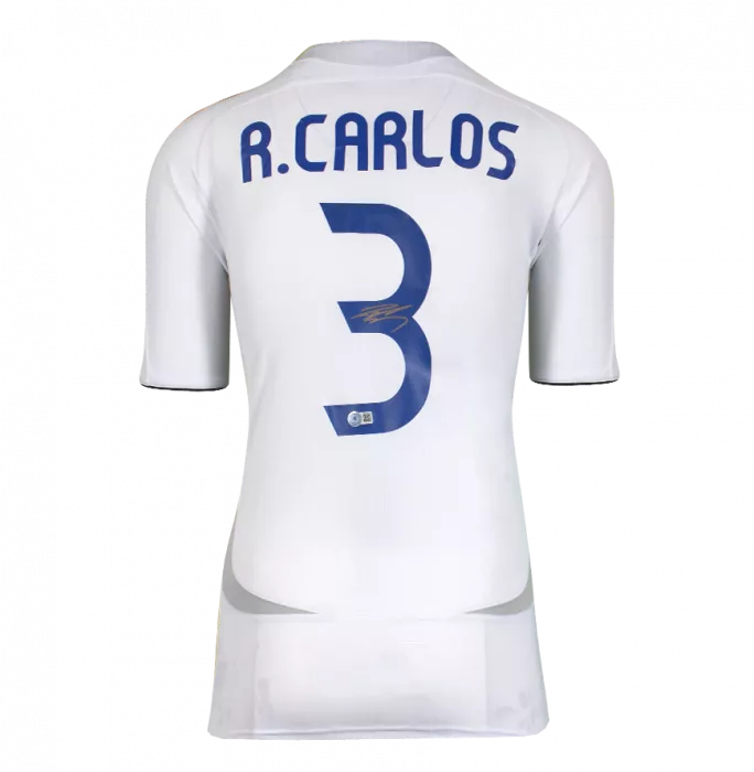 Roberto Carlos Back Signed Real Madrid Teamgeist 2021-22 Home Shirt