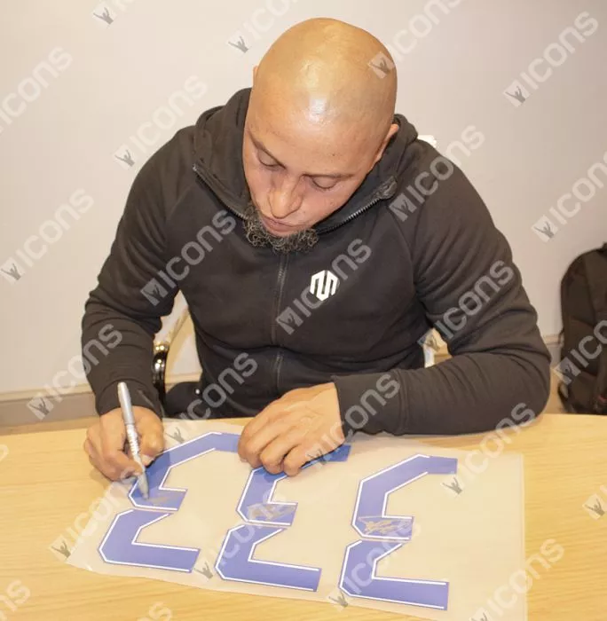 Roberto Carlos Back Signed Real Madrid Teamgeist Shirt In Hero Frame: Option 1