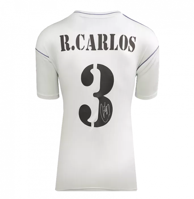 Roberto Carlos Back Signed Real Madrid Terrace Icon Shirt In Hero Frame: Option 1