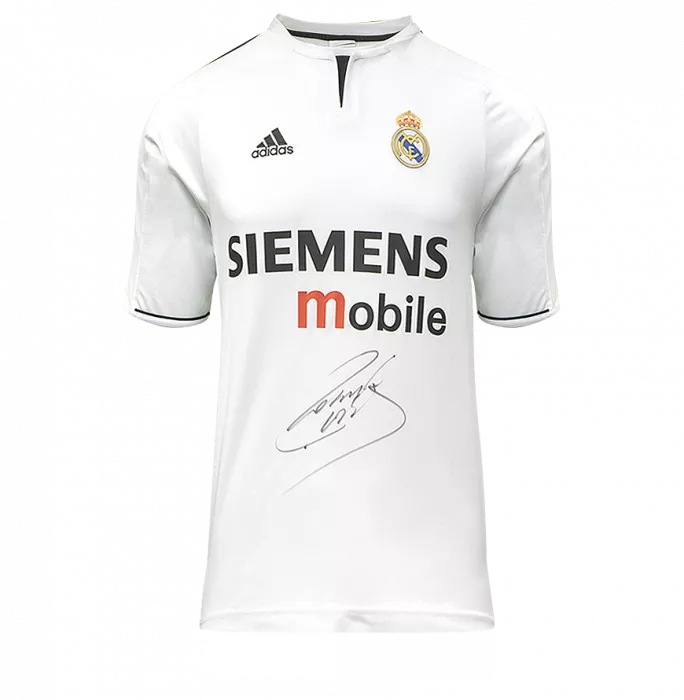 Roberto Carlos Front Signed Real Madrid 2003-04 Home Shirt In Hero Frame: Option 1