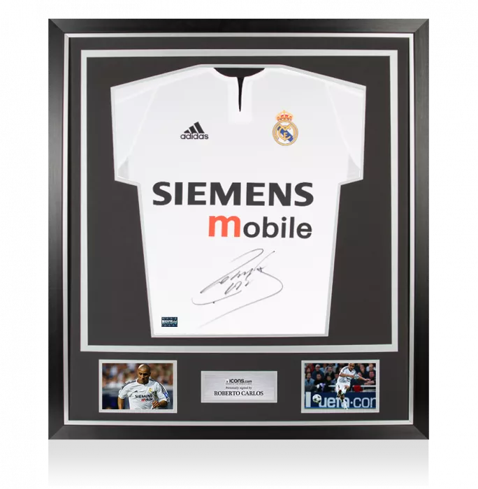 Roberto Carlos Front Signed Real Madrid 2003-04 Home Shirt In Classic Frame