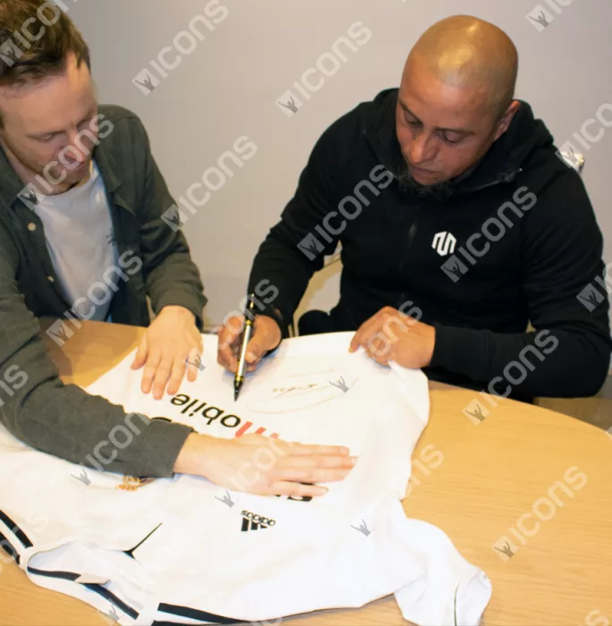 Roberto Carlos Front Signed Real Madrid 2003-04 Home Shirt