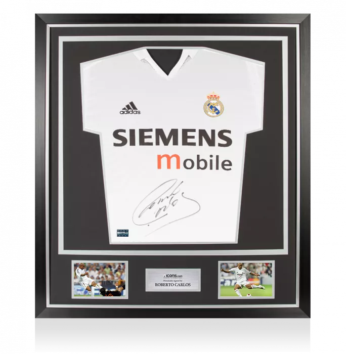 Roberto Carlos Front Signed Real Madrid 2004-05 Home Shirt In Classic Frame