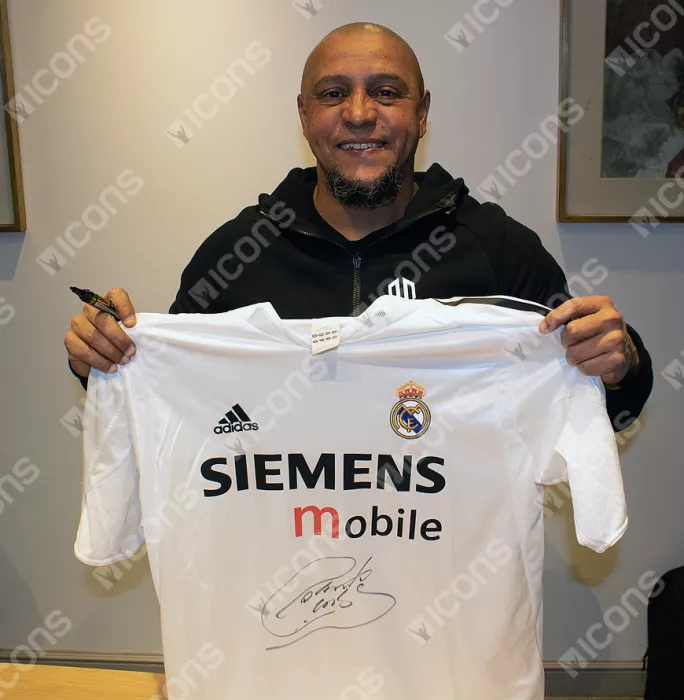 Roberto Carlos Front Signed Real Madrid 2004-05 Home Shirt