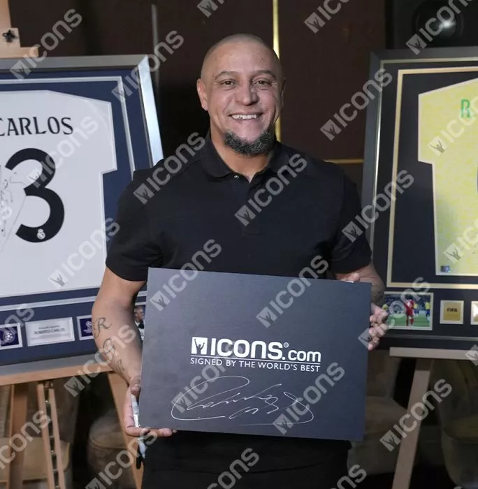 Roberto Carlos Official UEFA Champions League Back Signed And Framed Real Madrid 2024-25 Home Shirt