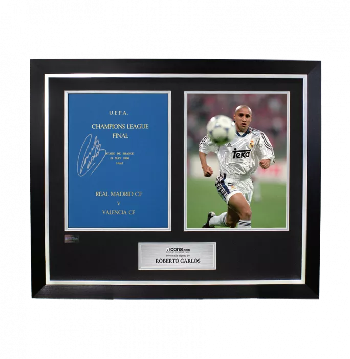 Roberto Carlos Signed And Framed Programme: 2000 UEFA Champions League Final - Hardback Edition
