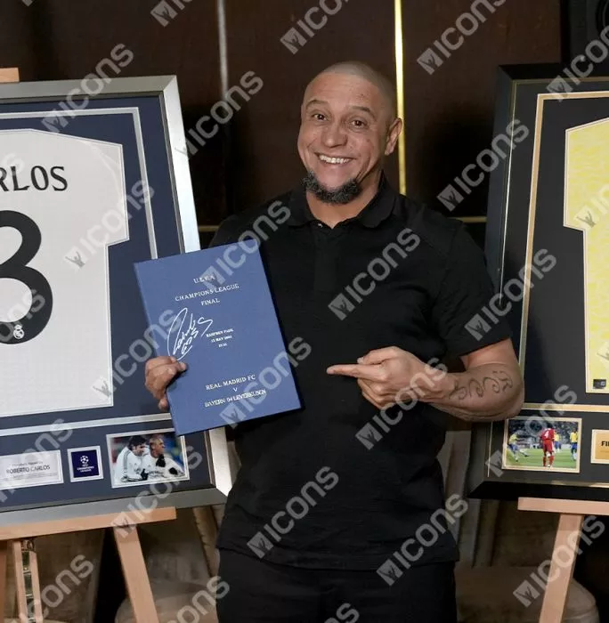 Roberto Carlos Signed And Framed Programme: 2002 UEFA Champions League Final - Hardback Edition