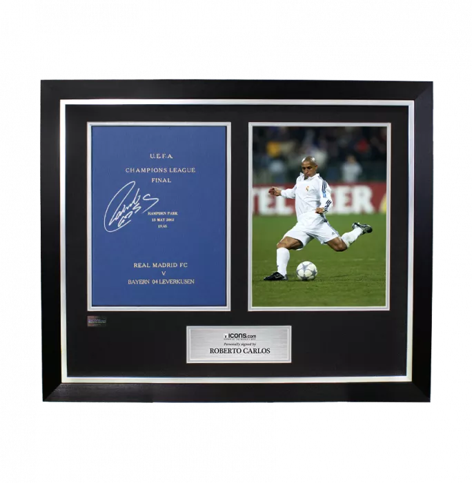 Roberto Carlos Signed And Framed Programme: 2002 UEFA Champions League Final - Hardback Edition