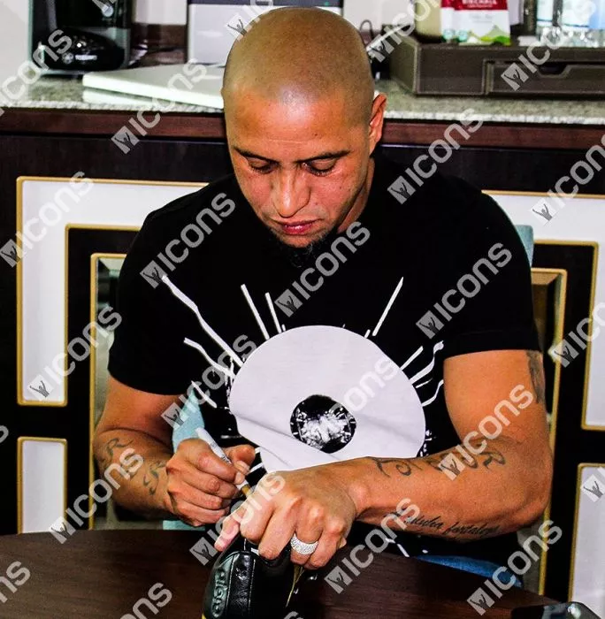 Roberto Carlos Signed Black And Gold Adidas Gloro Boot