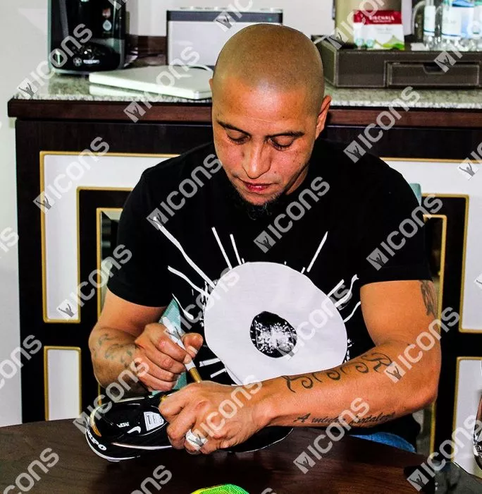 Roberto Carlos Signed Black And Gold Nike Tiempo Boot