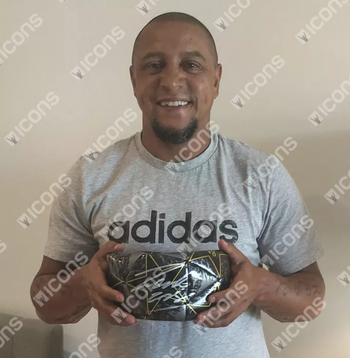 Roberto Carlos Signed Black & Gold UEFA Champions League Football