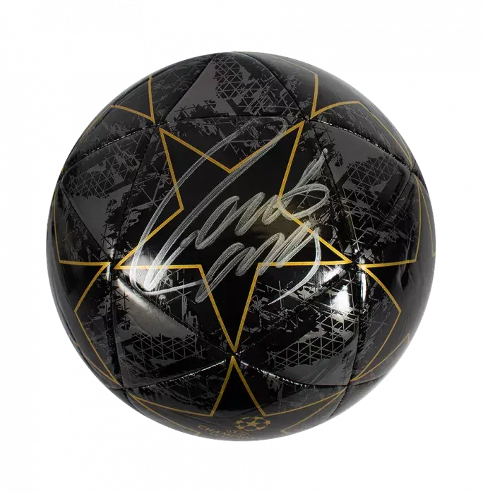 Roberto Carlos Signed Black & Gold UEFA Champions League Football