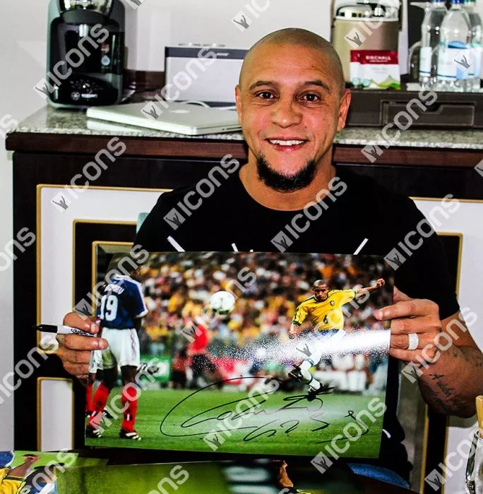 Roberto Carlos Signed Brazil Photo: Free-Kick Master