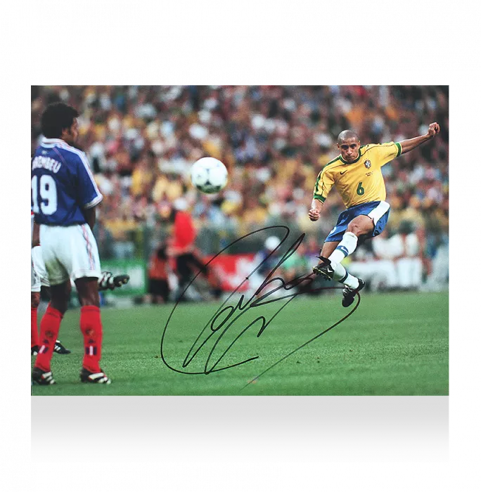 Roberto Carlos Signed Brazil Photo: Free-Kick Master
