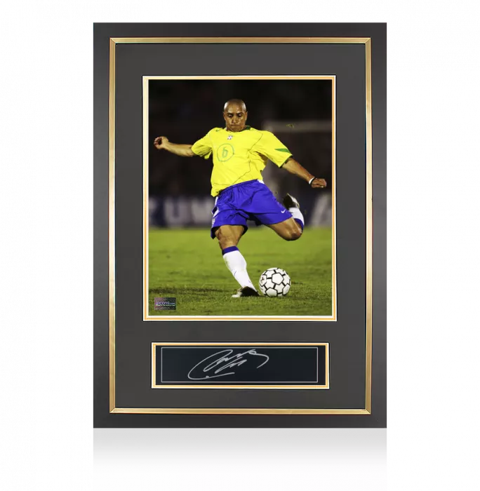 Roberto Carlos Signed Plaque and Photo Frame: Brazil Legend