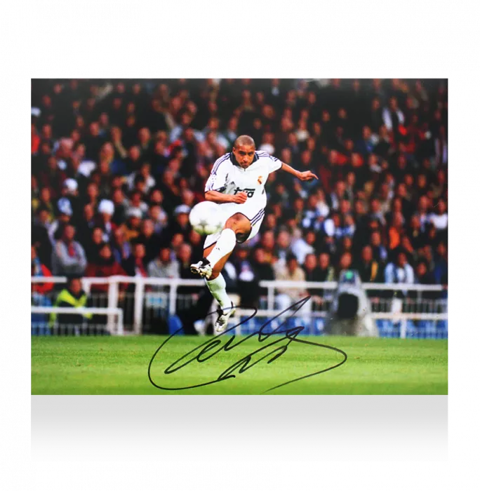 Roberto Carlos Signed Real Madrid Photo: Free-Kick Master