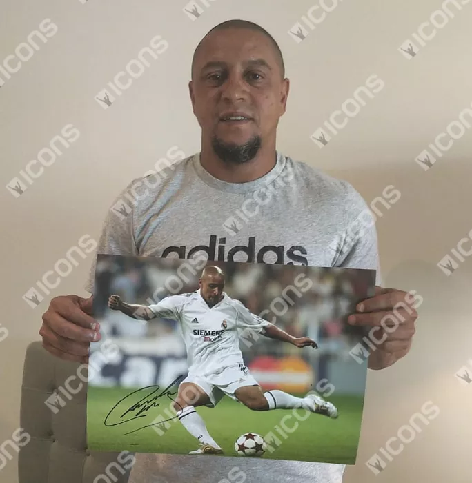 Roberto Carlos Signed Real Madrid Photo: UEFA Champions League Icon