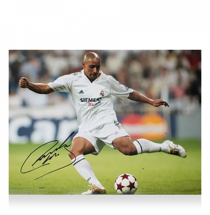 Roberto Carlos Signed Real Madrid Photo: UEFA Champions League Icon