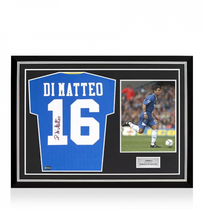 Roberto Di Matteo Back Signed Chelsea 1997-98 Home Shirt In Hero Frame: Option 1