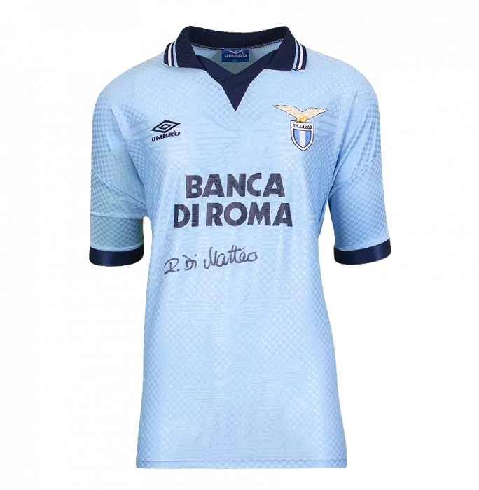 Roberto Di Matteo Front Signed Lazio 1995-96 Home Shirt In Hero Frame: Option 1
