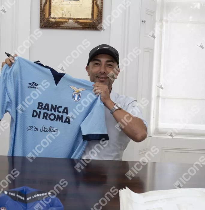 Roberto Di Matteo Front Signed Lazio 1995-96 Home Shirt In Hero Frame: Option 1