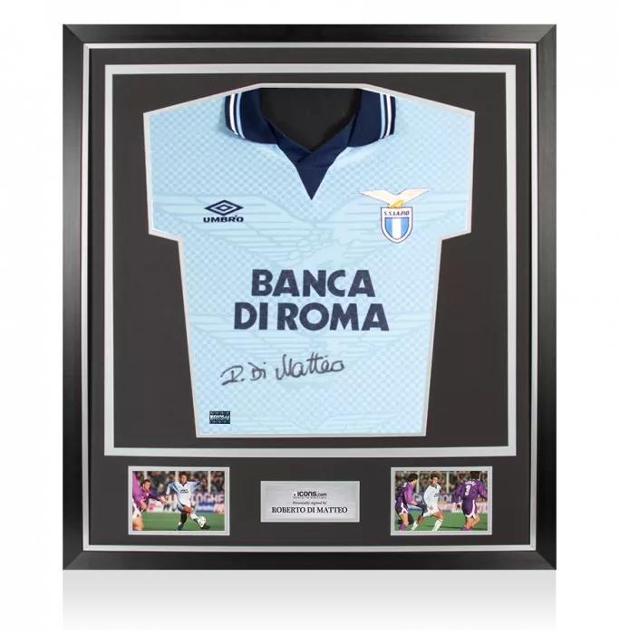 Roberto Di Matteo Front Signed Lazio 1995-96 Home Shirt In Classic Frame
