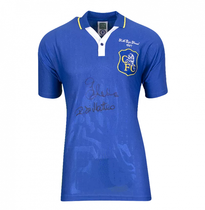 Roberto Di Matteo & Gianfranco Zola Front Signed Chelsea 1997-98 Home Shirt