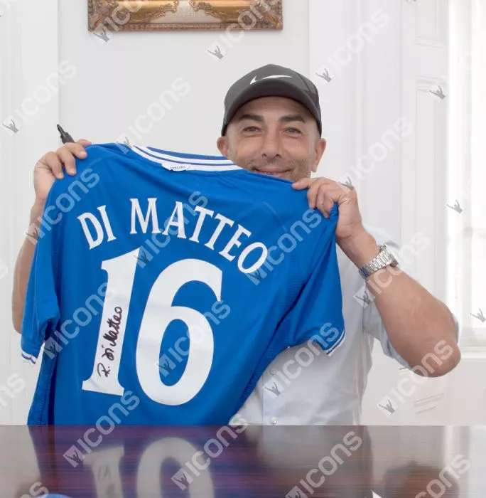 Roberto Di Matteo Official Chelsea FC Signed And Framed 2000-01 Home Shirt