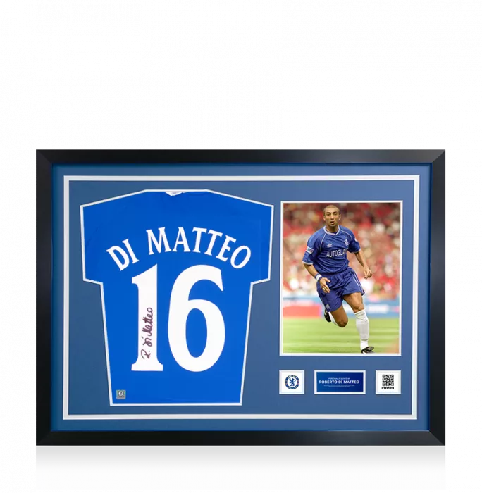 Roberto Di Matteo Official Chelsea FC Signed and Framed 2000-01 Home Shirt