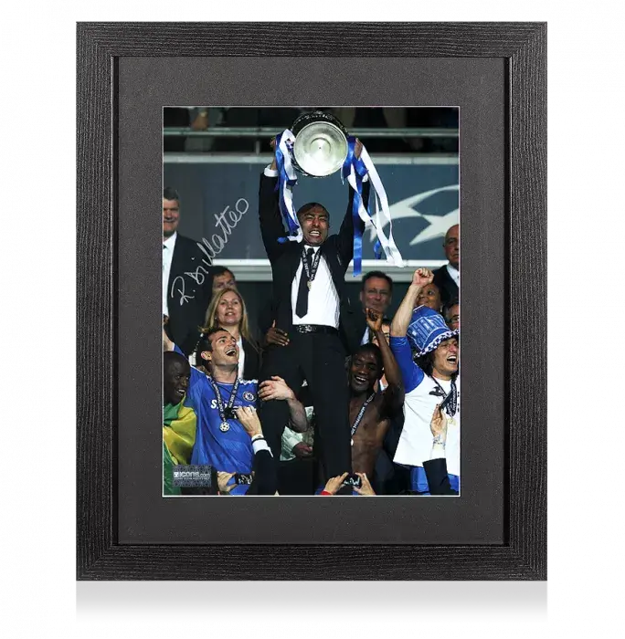Roberto Di Matteo Signed Chelsea Photo In Black Wooden Frame: 2012 UEFA Champions League Winner
