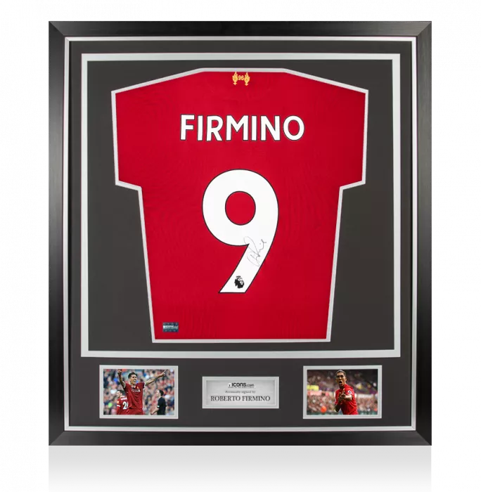 Roberto Firmino Back Signed Liverpool 2017-18 Home Shirt In Classic Frame