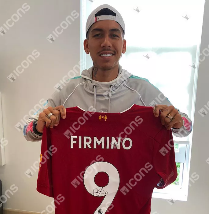 Roberto Firmino Back Signed Liverpool 2019-20 Home Shirt In Hero Frame: Option 1