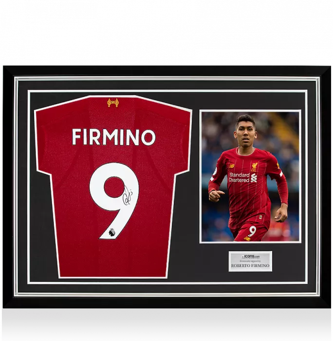Roberto Firmino Back Signed Liverpool 2019-20 Home Shirt In Hero Frame: Option 1